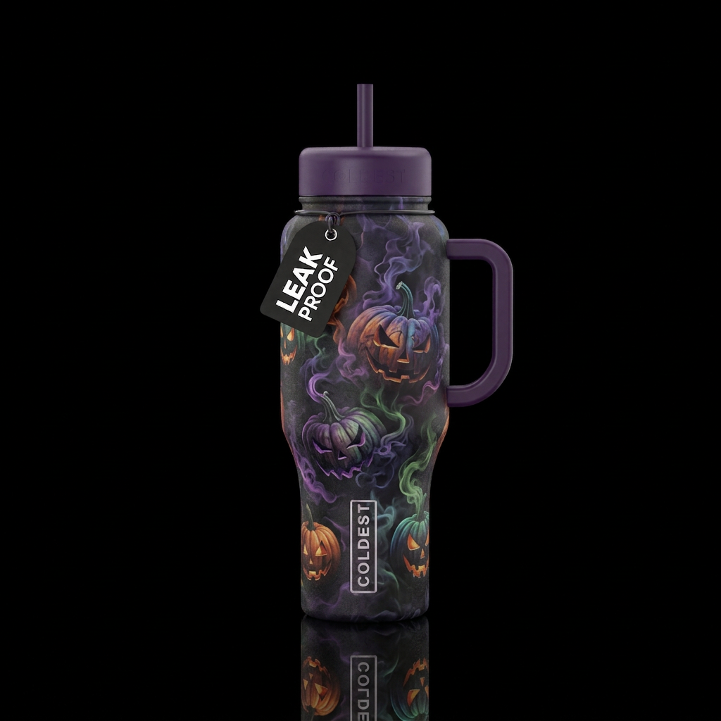 fiery pumpkins water bottle design