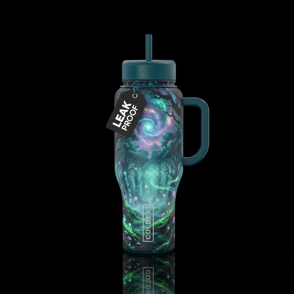 Mystara the Glowie water bottle design