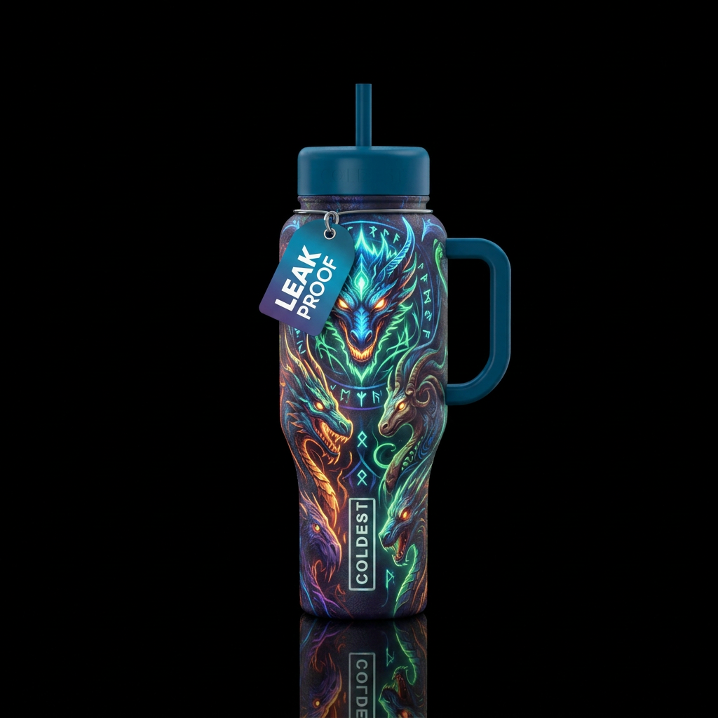 scary, glowie, mythical water bottle design