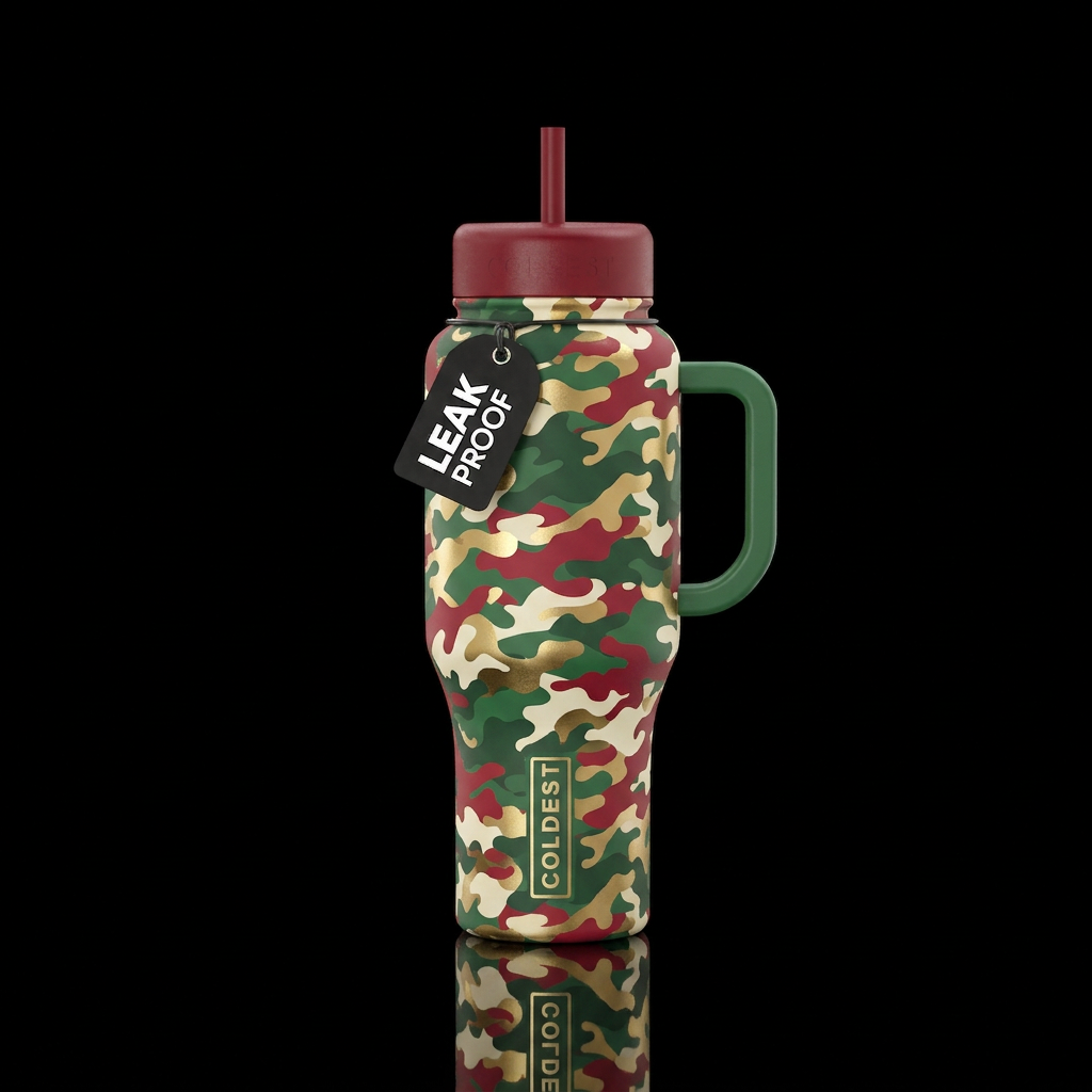christmas camo water bottle design