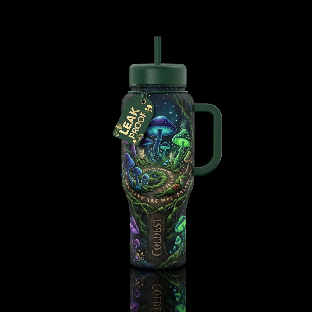 mushroom land water bottle design