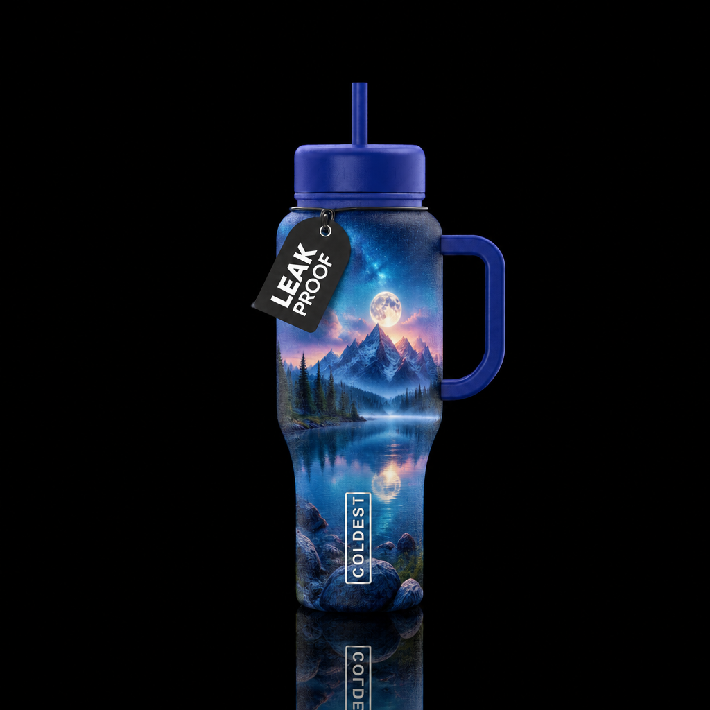 lake, fantasy, magical water bottle design