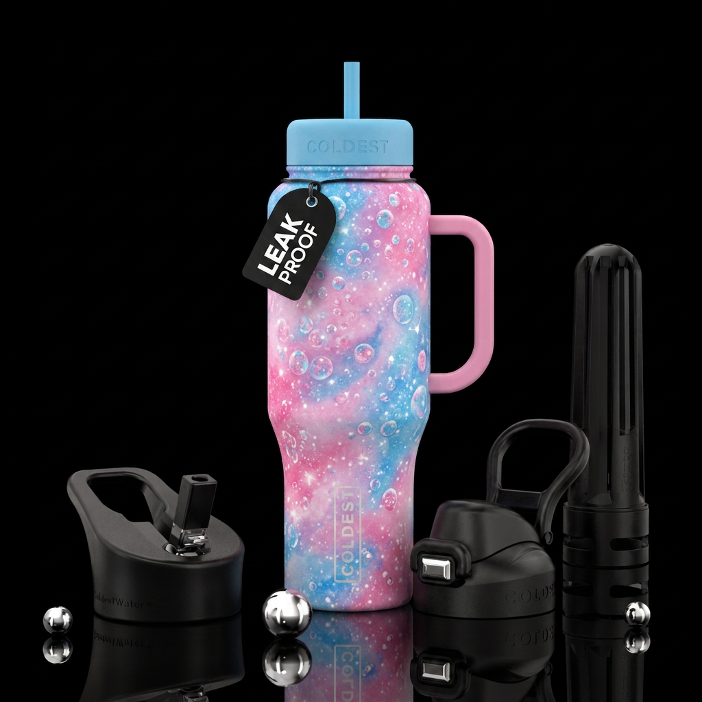 Bubbles cotton candy water bottle design
