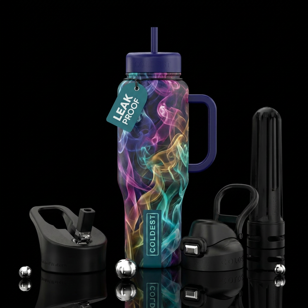 smoke colorful water bottle design