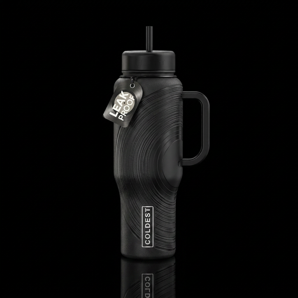 vinyl record water bottle design