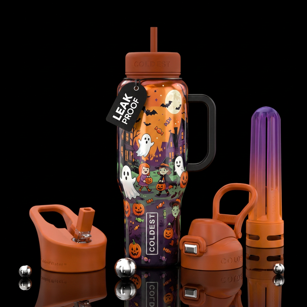 Trick or treating halloween water bottle design