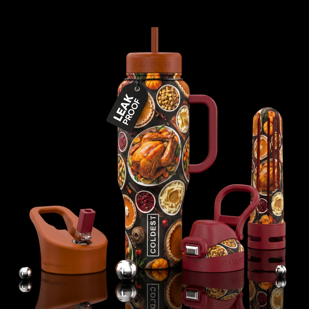 Thanksgiving turkey dinner water bottle design