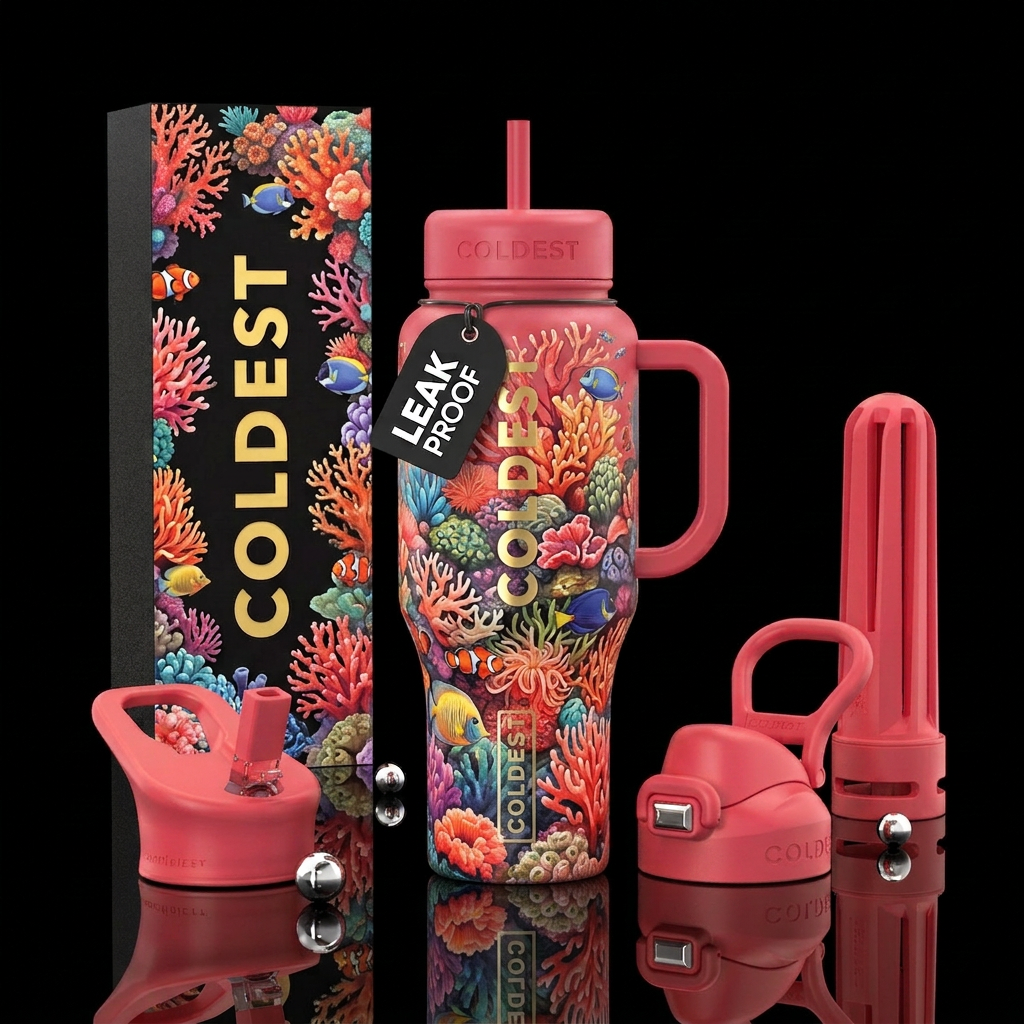 coral reef water bottle design