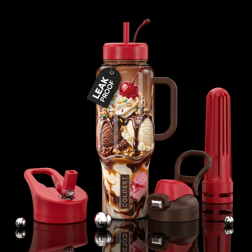 Ice cream sunday water bottle design