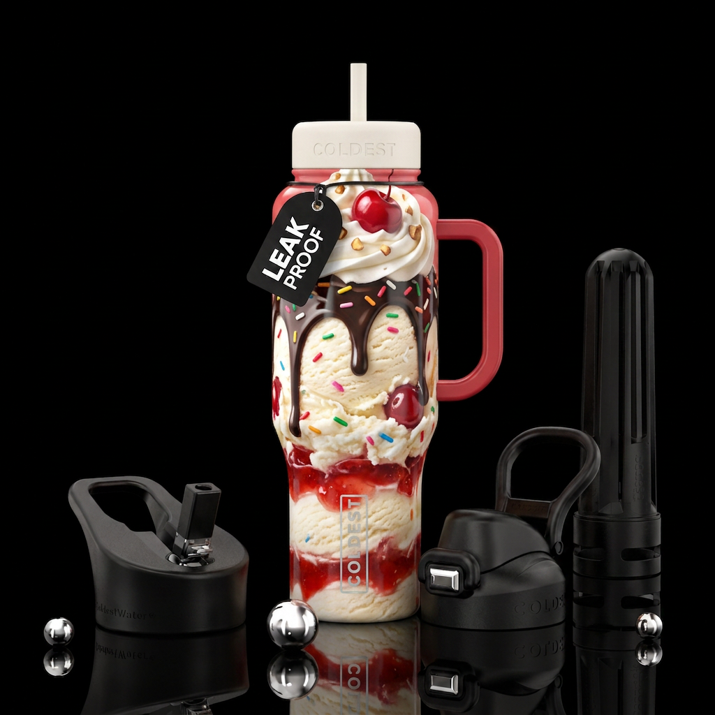 Ice cream sunday water bottle design