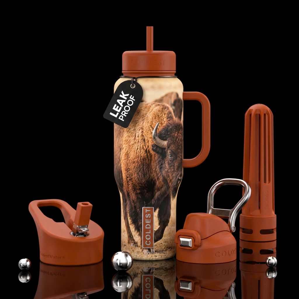 Wild buffalo water bottle design
