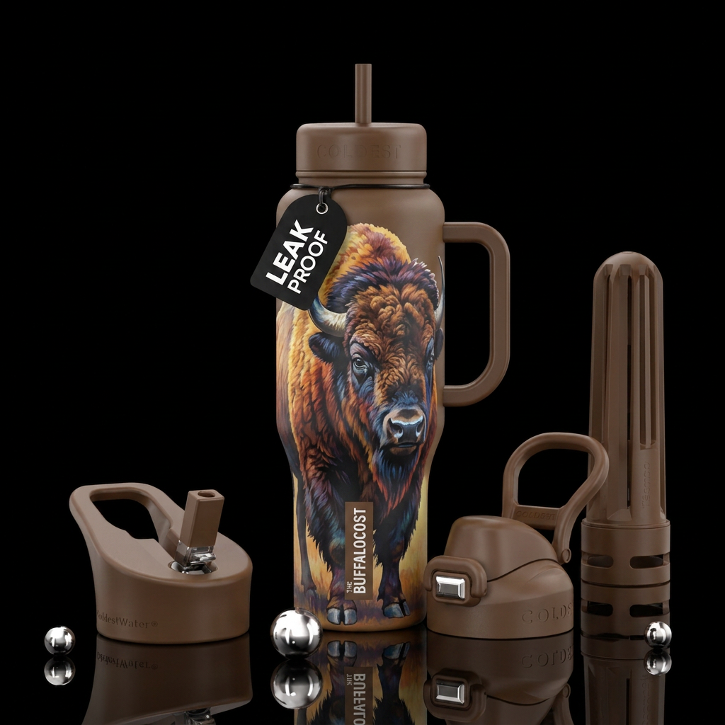 Wild buffalo water bottle design