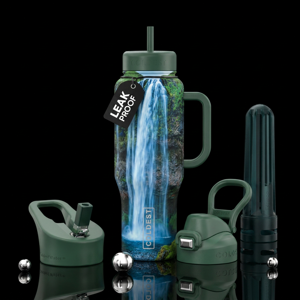 Waterfall water bottle design