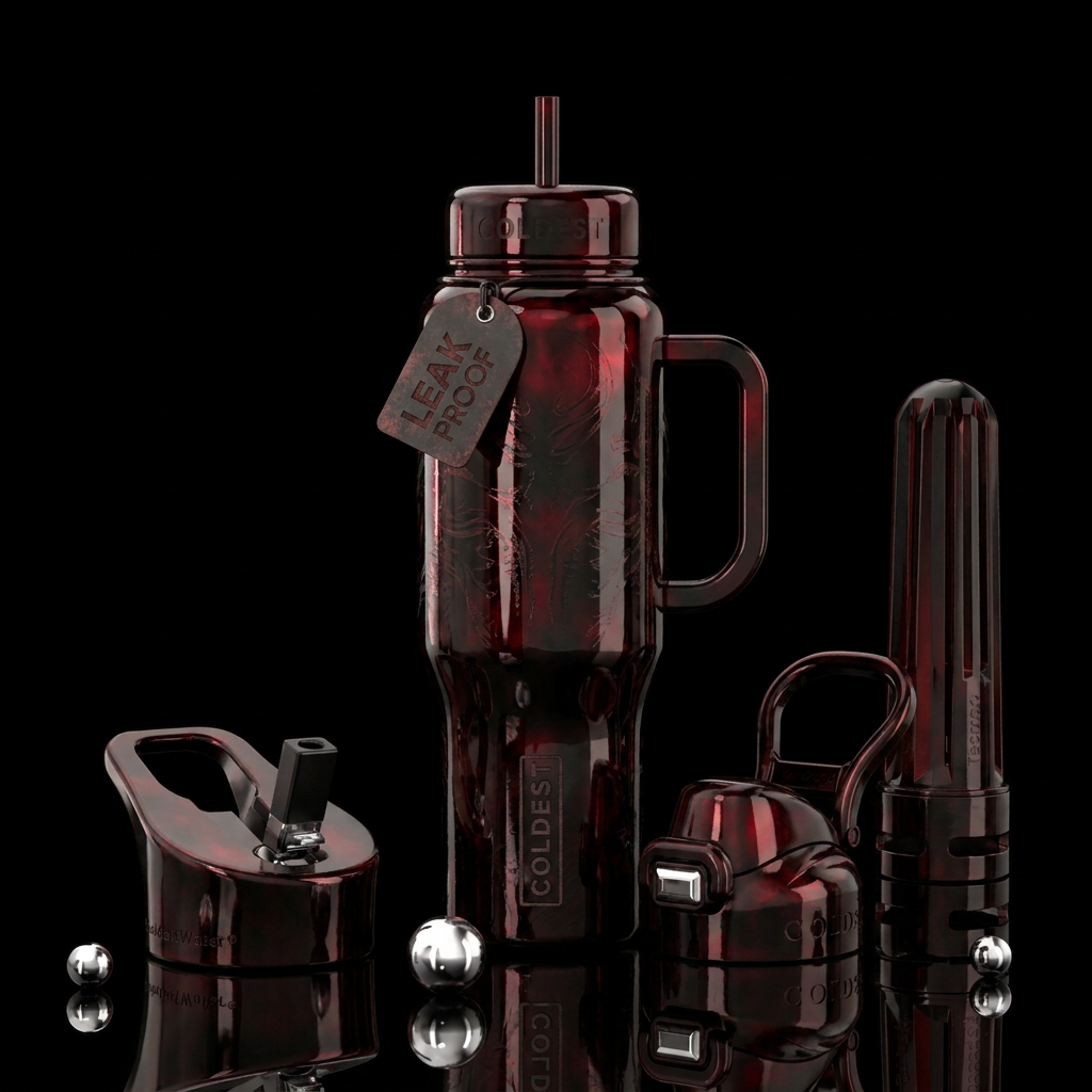 scary, shiny water bottle design
