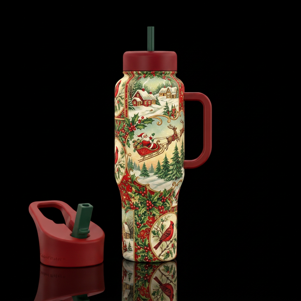 Old fashioned christmas water bottle design