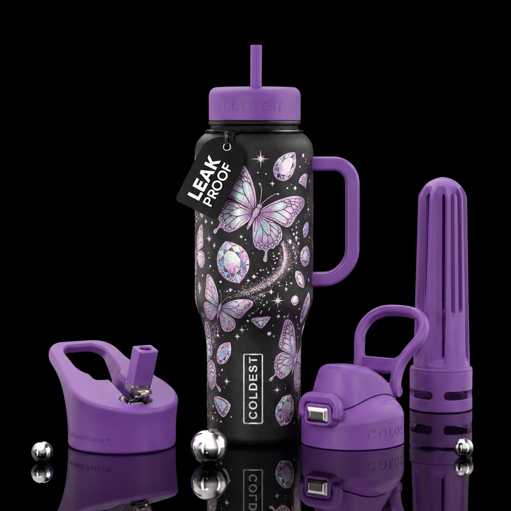 butterfly, gemstone, magic water bottle design
