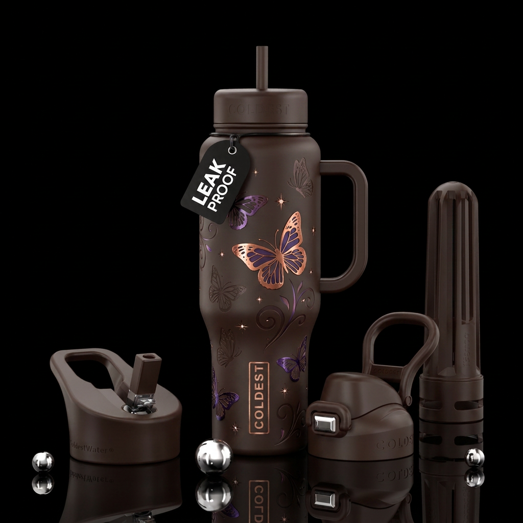 chocolate, butterfly, magic water bottle design