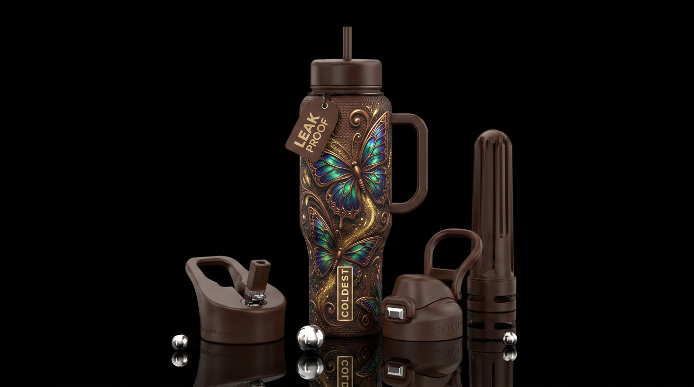 chocolate, butterfly, magic water bottle design