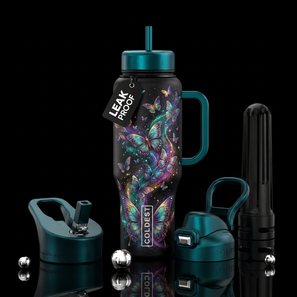 magic, butterfly water bottle design