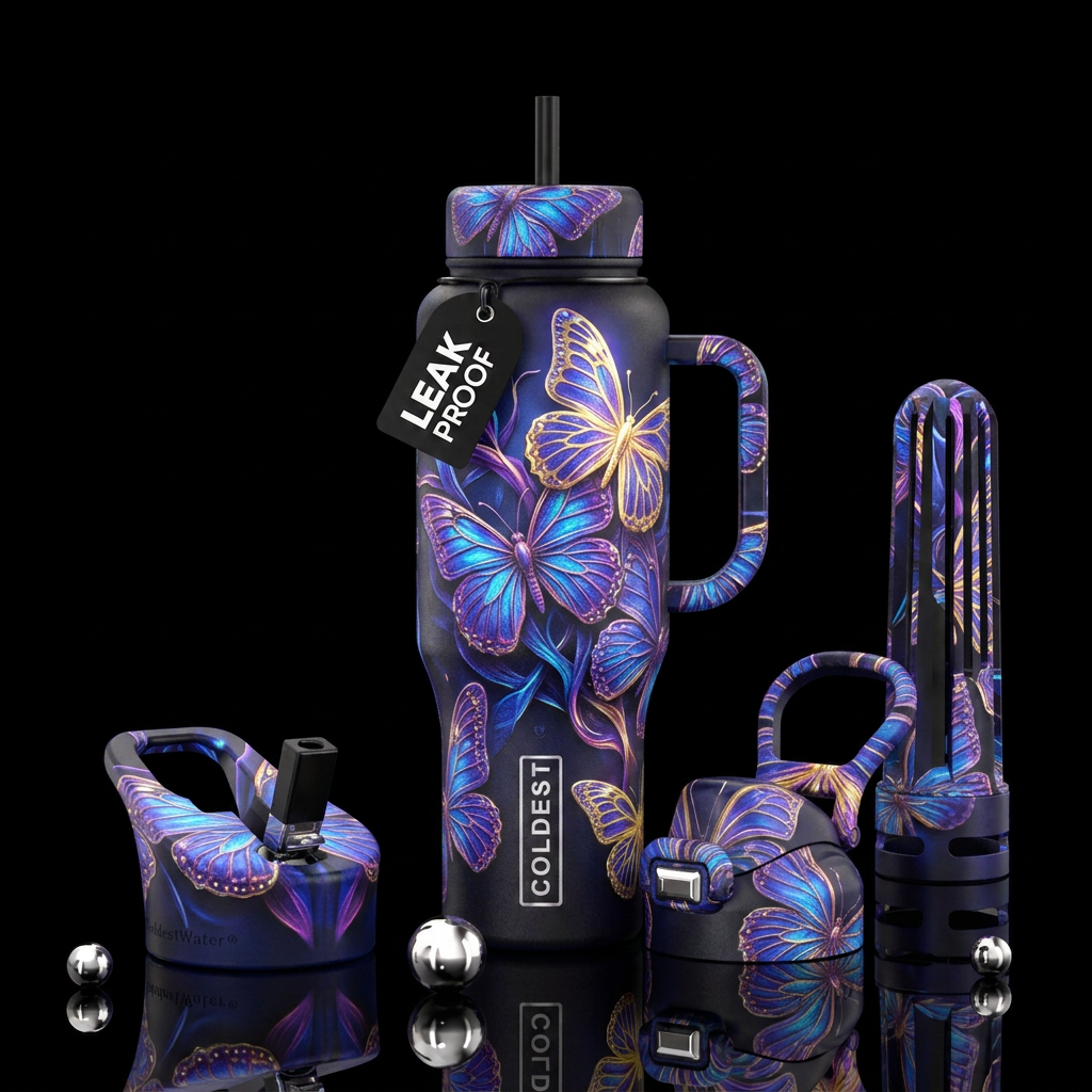 magic, butterfly water bottle design