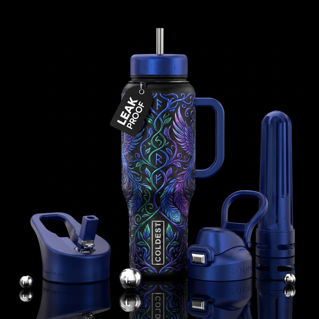 realism, fantasy, beautiul water bottle design
