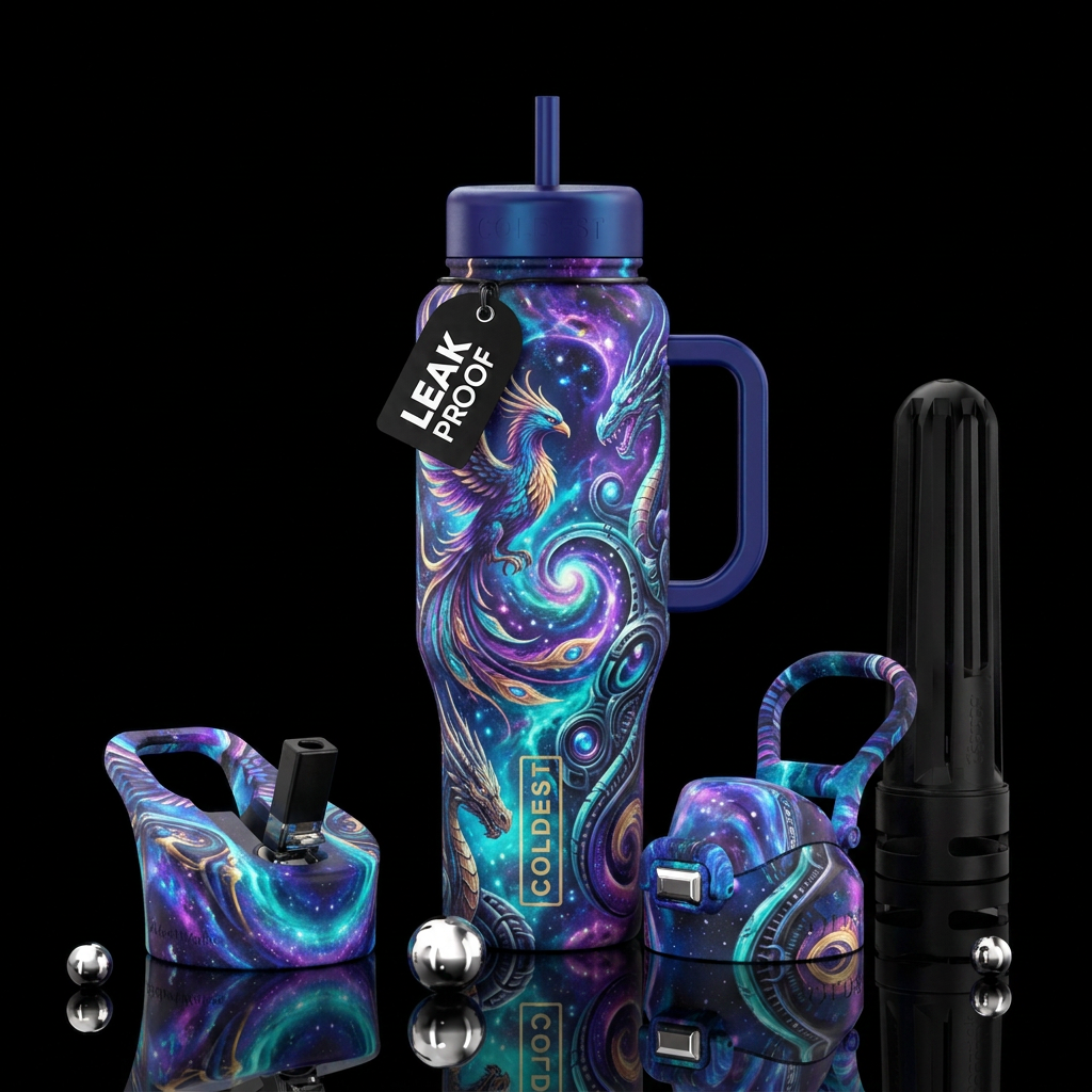 realism, fantasy, beautiul water bottle design