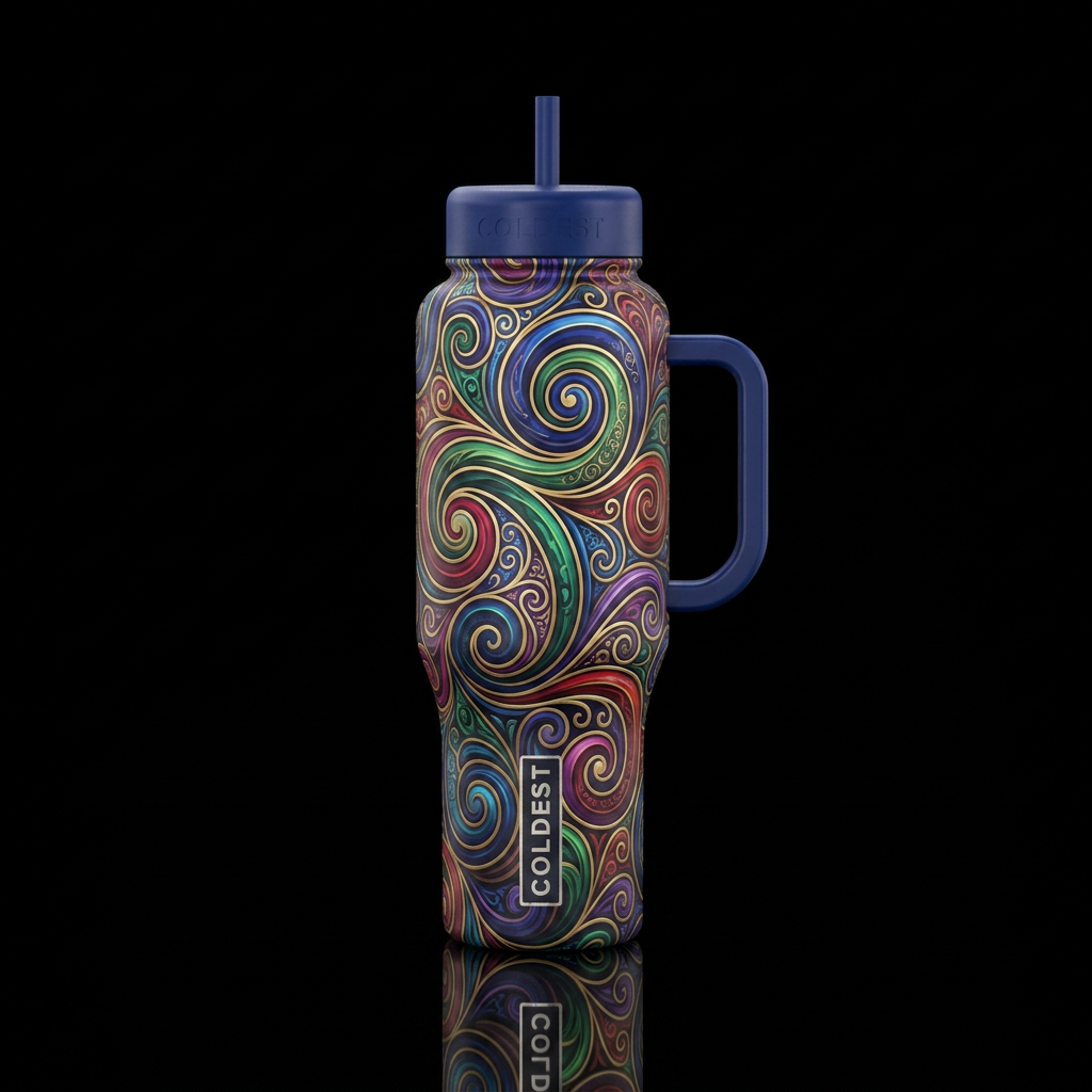 swirls, spirals water bottle design