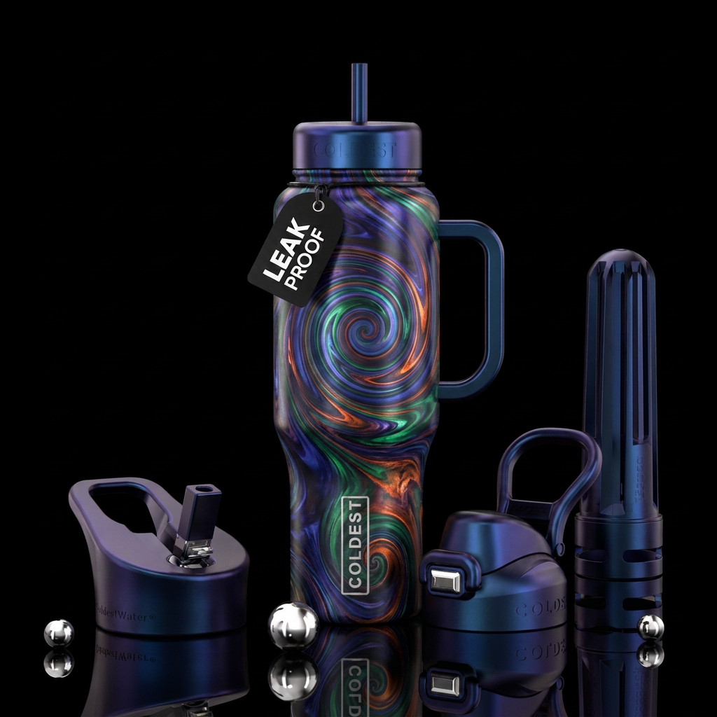 swirls, spirals water bottle design