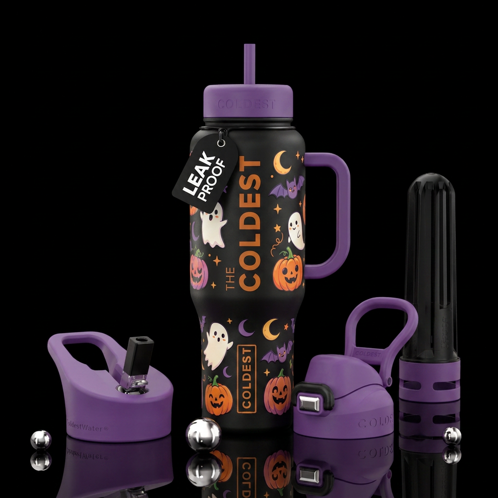 Halloween cartoon water bottle design