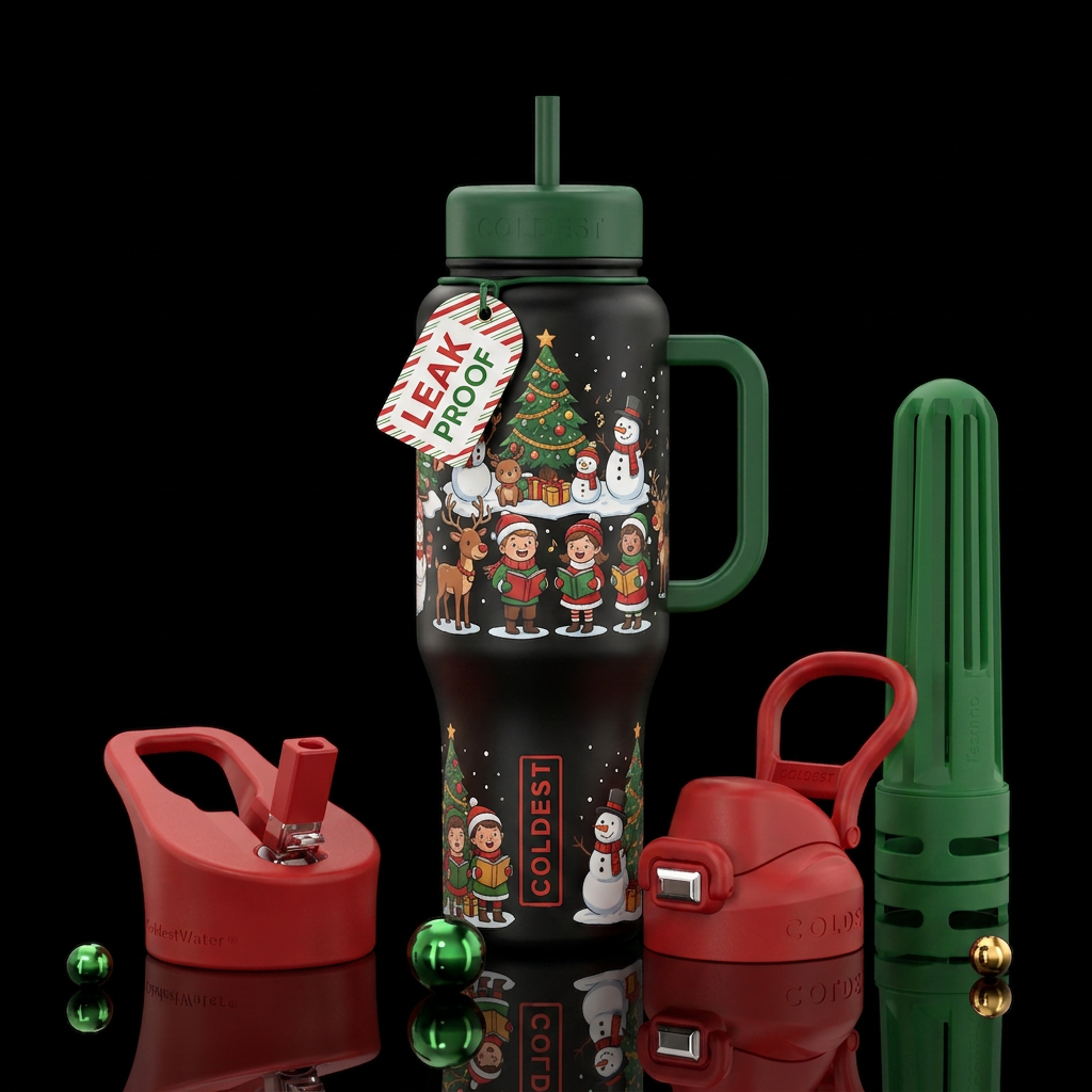 Christmas cartoon water bottle design