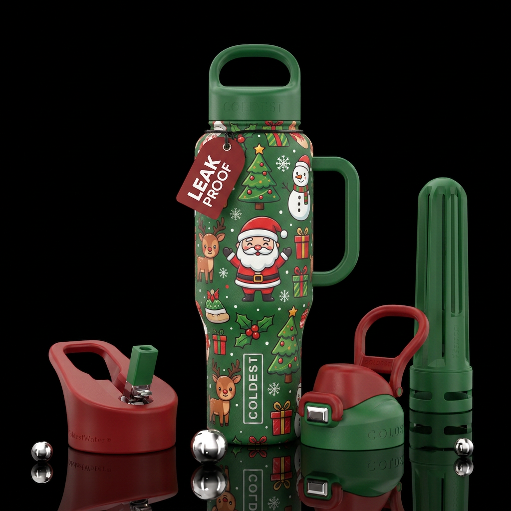 Christmas cartoon water bottle design