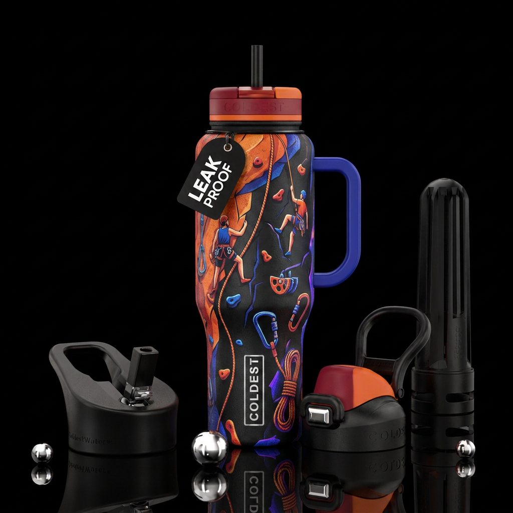 Rock climbing water bottle design