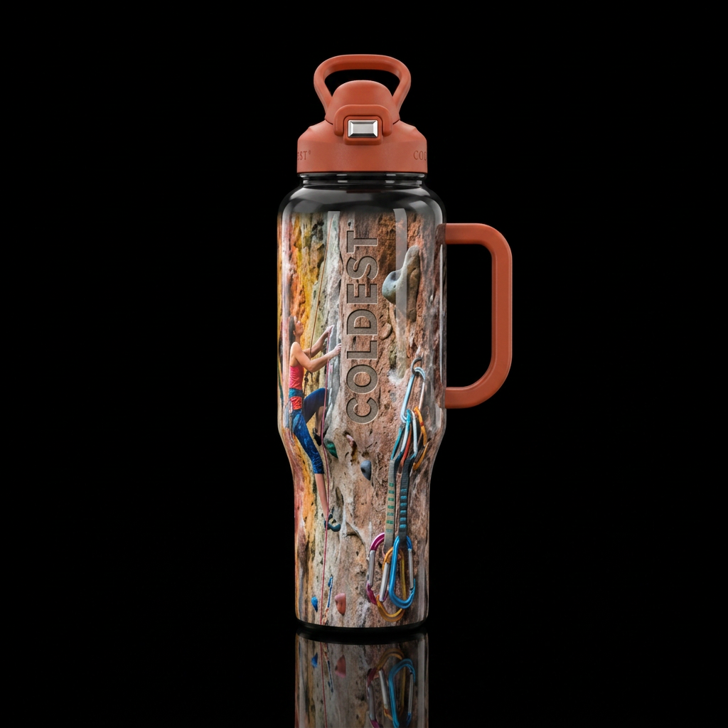 Rock climbing water bottle design