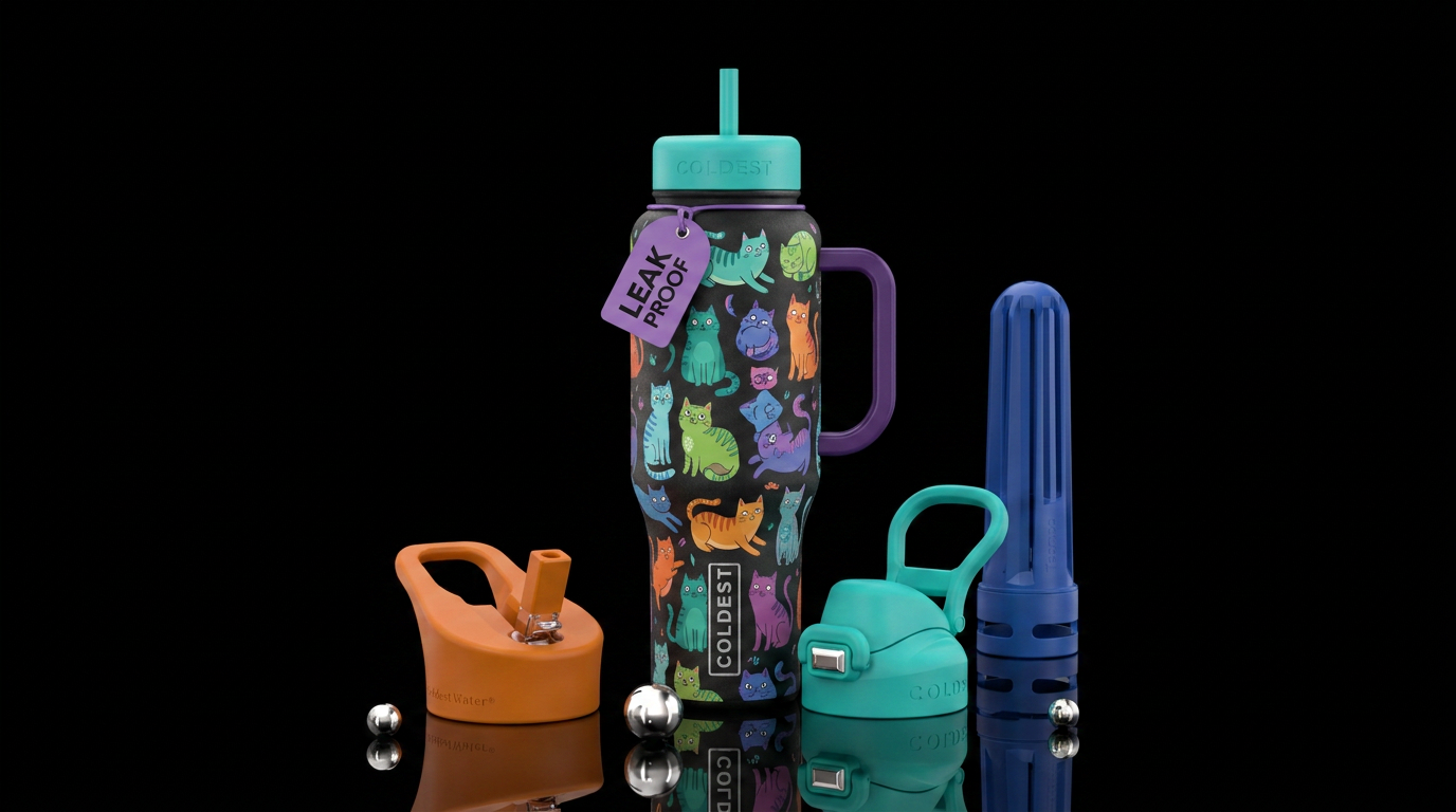 Cartoon cats water bottle design