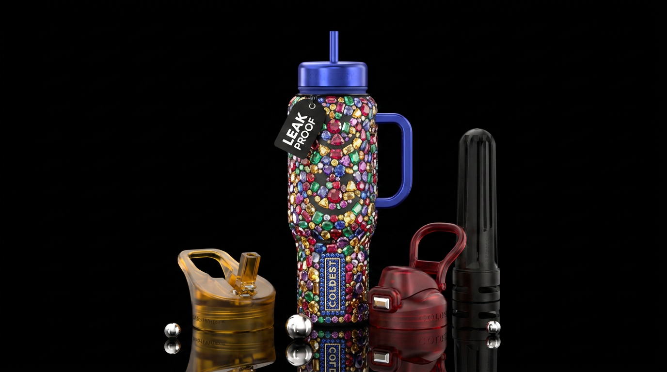 gemstone, happy mood water bottle design