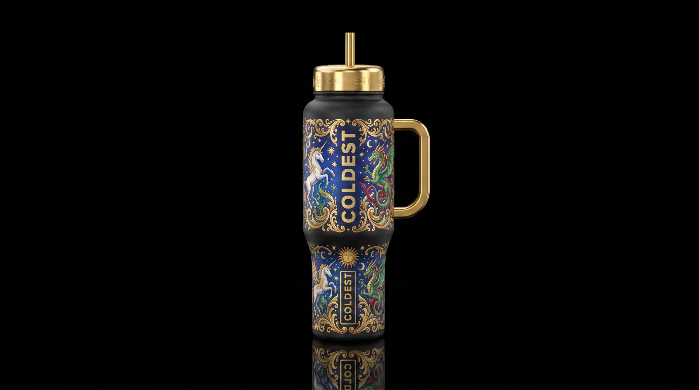 whimsical, luxurious water bottle design