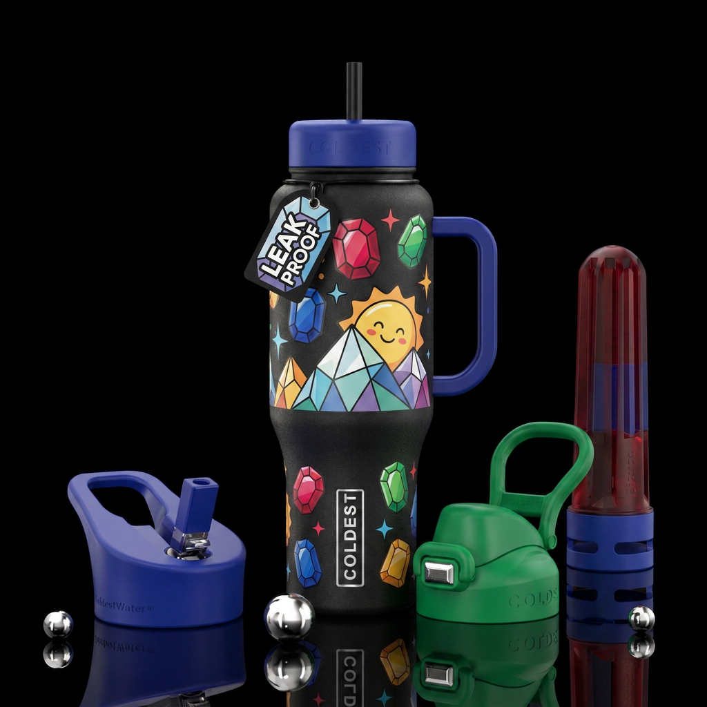 gemstone, beautiul, cartoon water bottle design