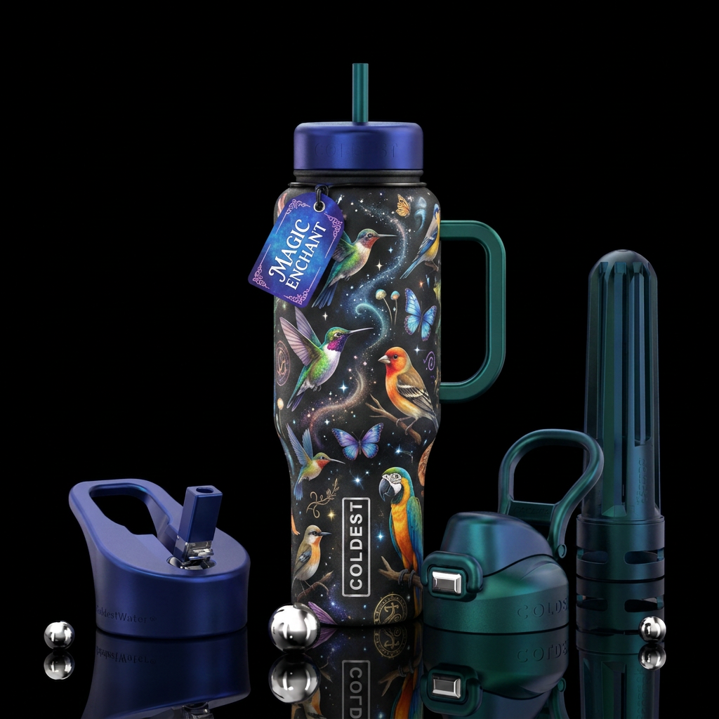 birds, butterfly, magic water bottle design