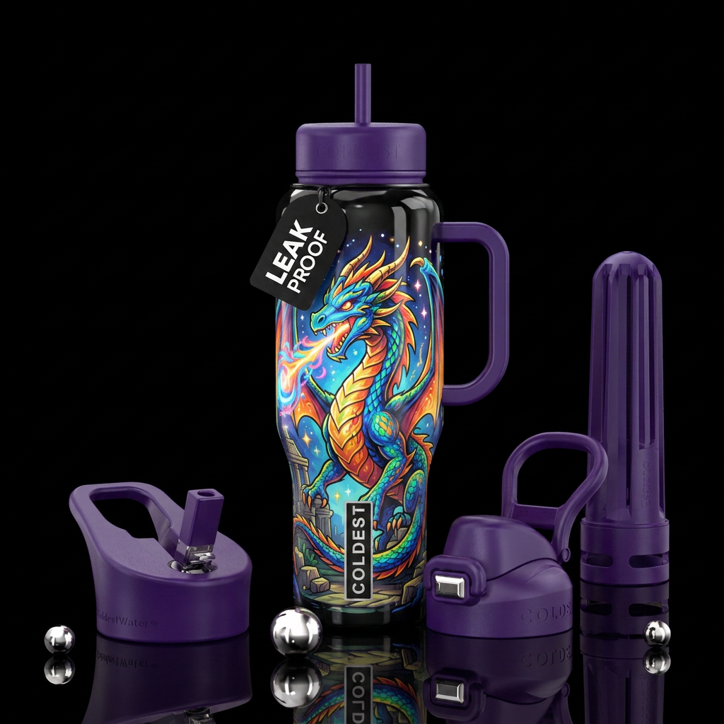 dragon, magical,  cartoon water bottle design