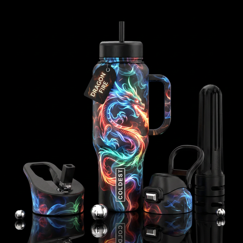 smoke, dragon, glowie water bottle design