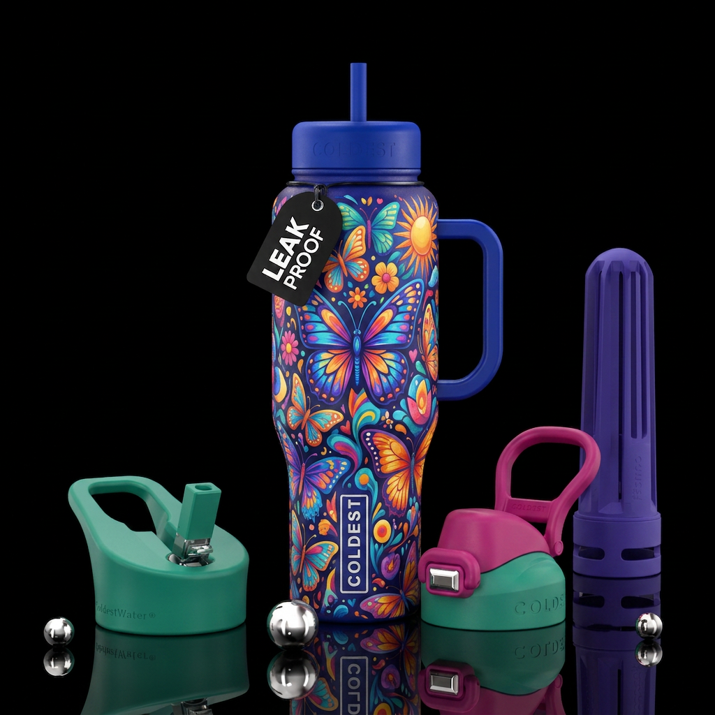 happy mood, butterfly water bottle design
