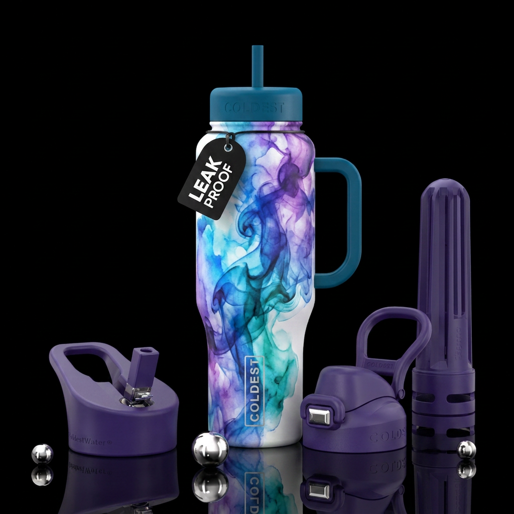 watercolor, smoke water bottle design