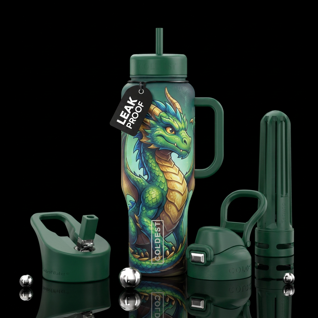cartoon, dragon water bottle design