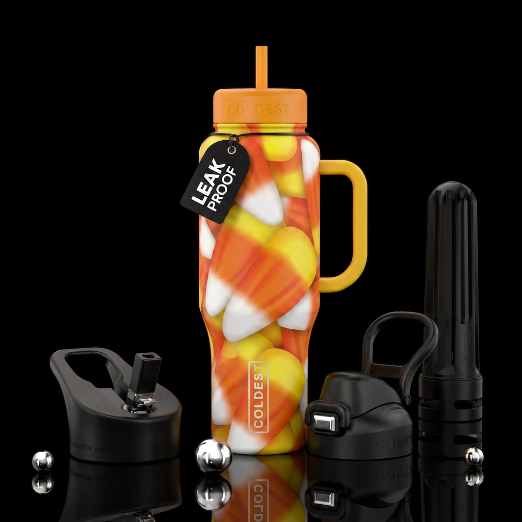 Candy corn water bottle design