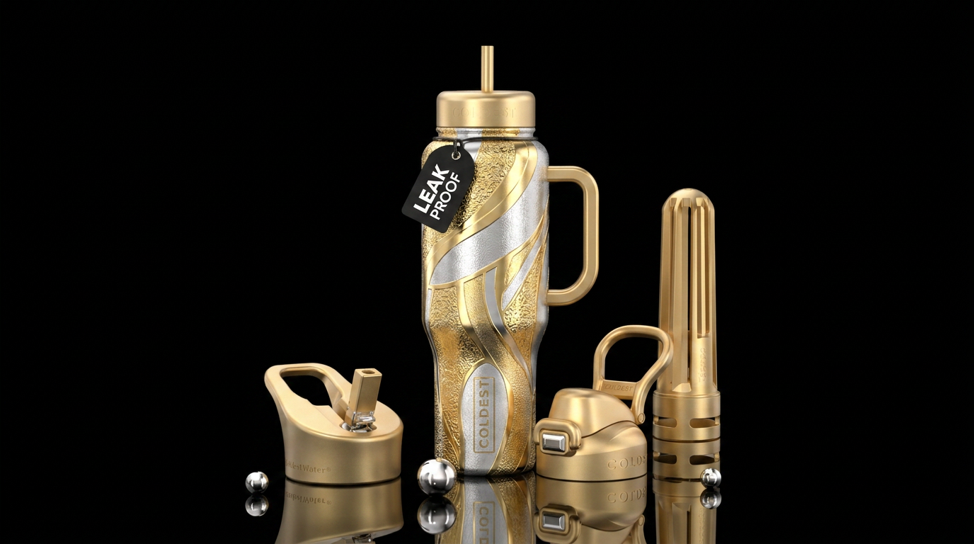Sliver and gold water bottle design