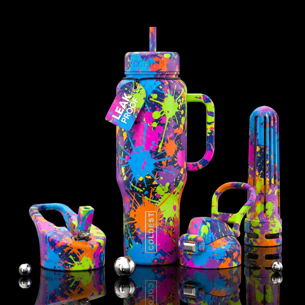 spray painted water bottle design