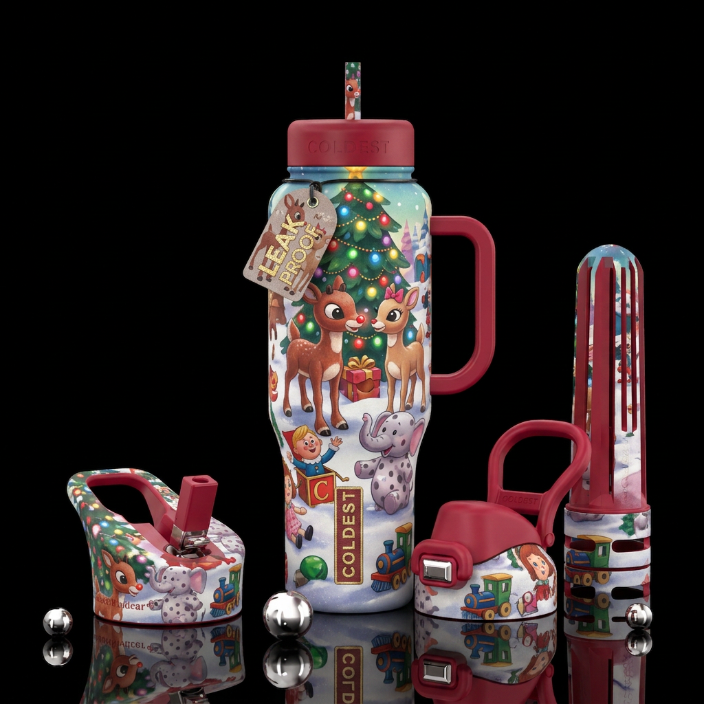 Misfit toys rudolph the red nose reindeer water bottle design