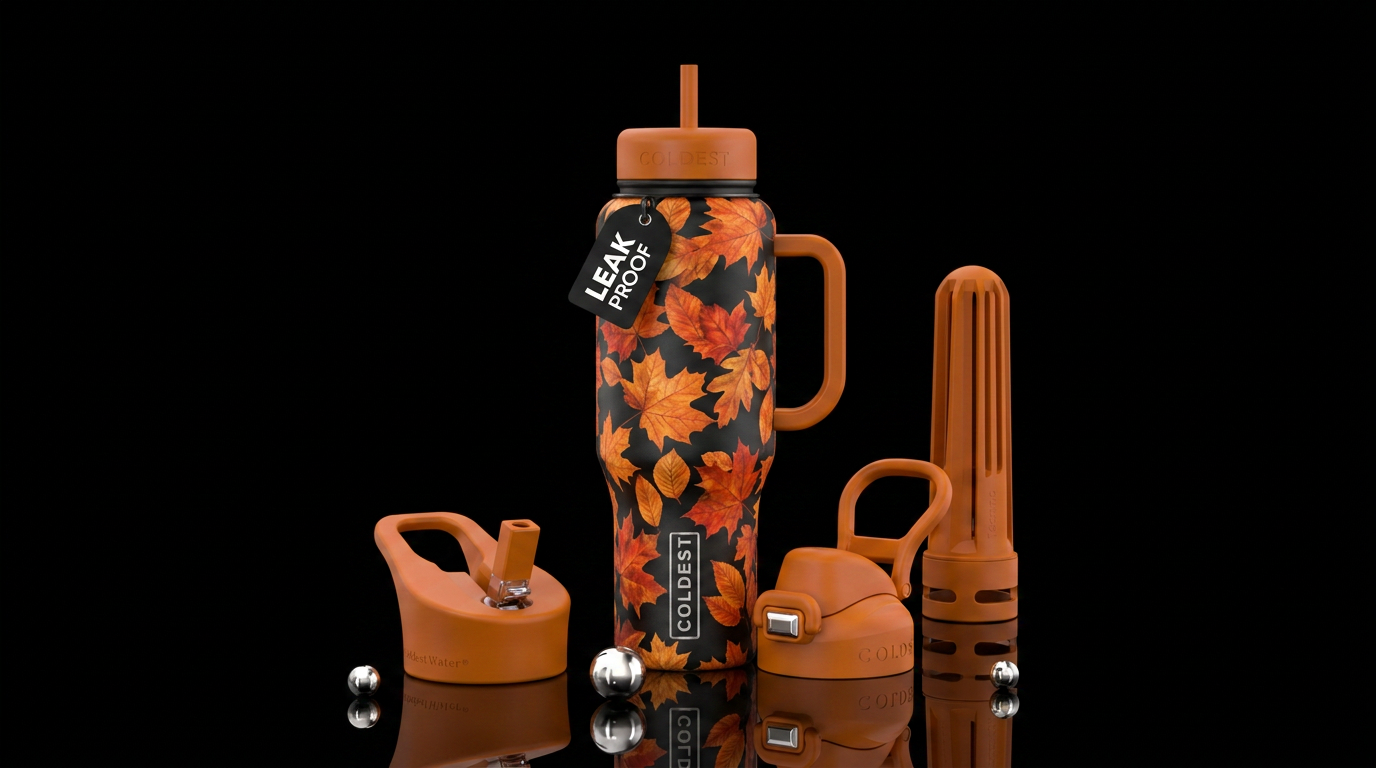Autumn leaves water bottle design