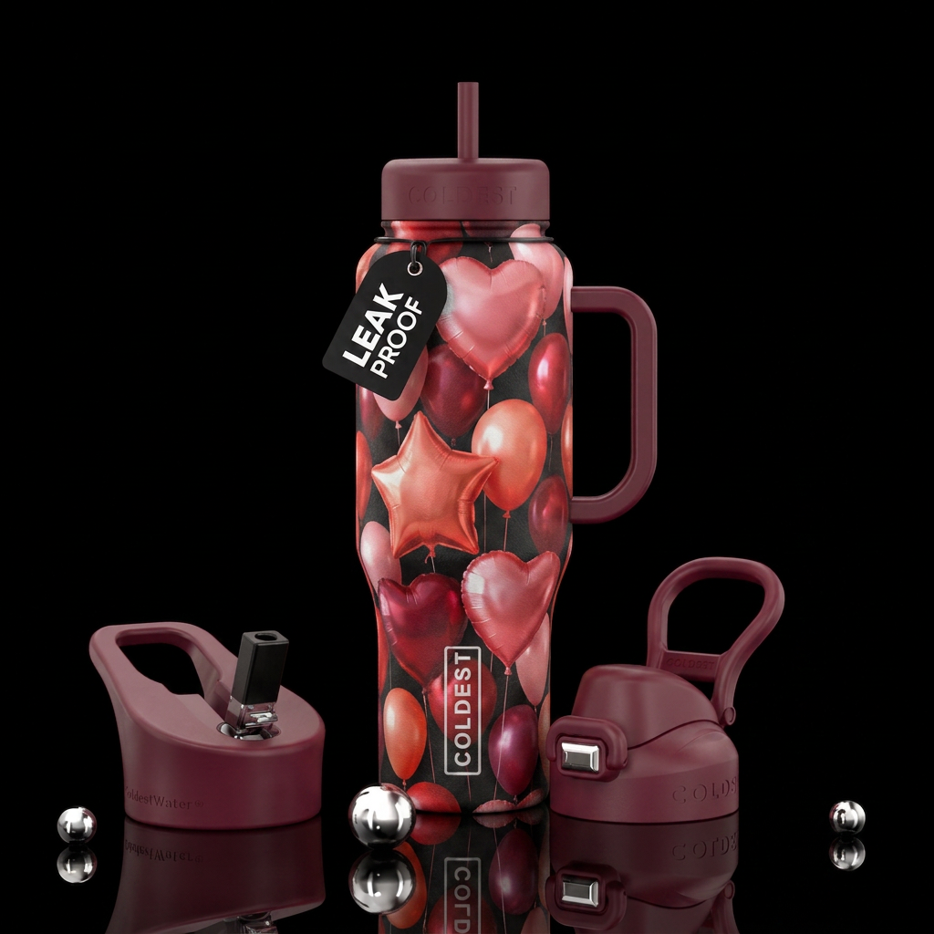 Valentines day balloons water bottle design