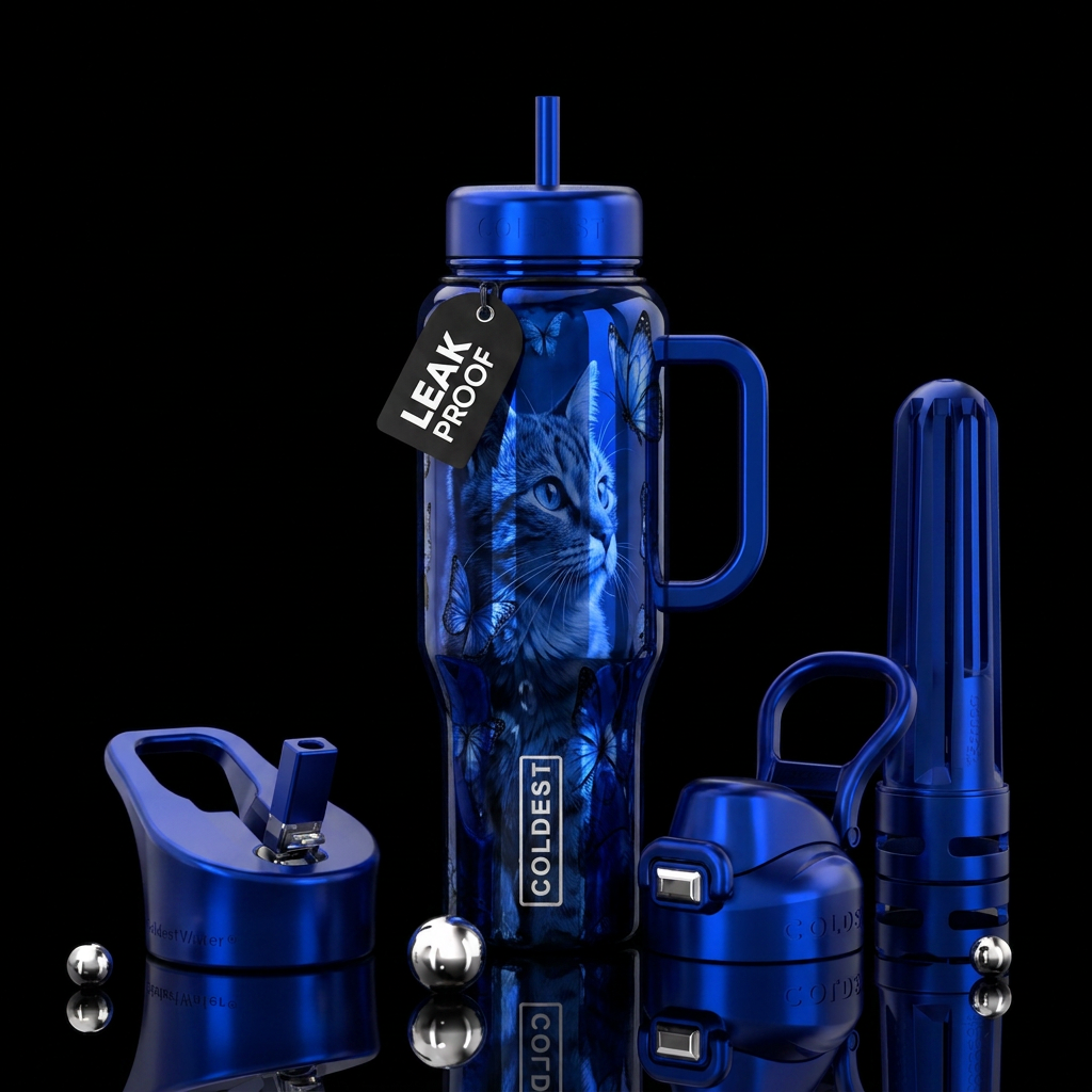 cat, butterfly, beautiul water bottle design